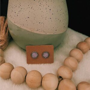 Handmade Purple Silver Stud Earrings